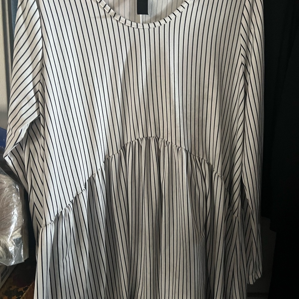 Black and White Striped babydoll top
